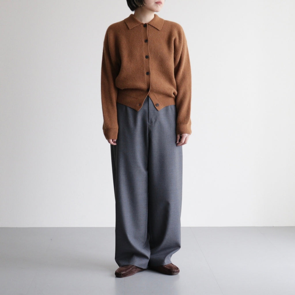 CASHMERE FOX POLO CARDIGAN #CAMEL [BN-25FL-044]