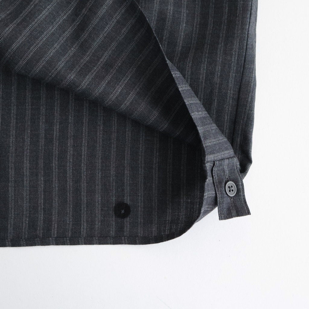 DOUBLE POCKET OPEN COLLAR SHIRT #GRAY STRIPE [M26A11SH01C]