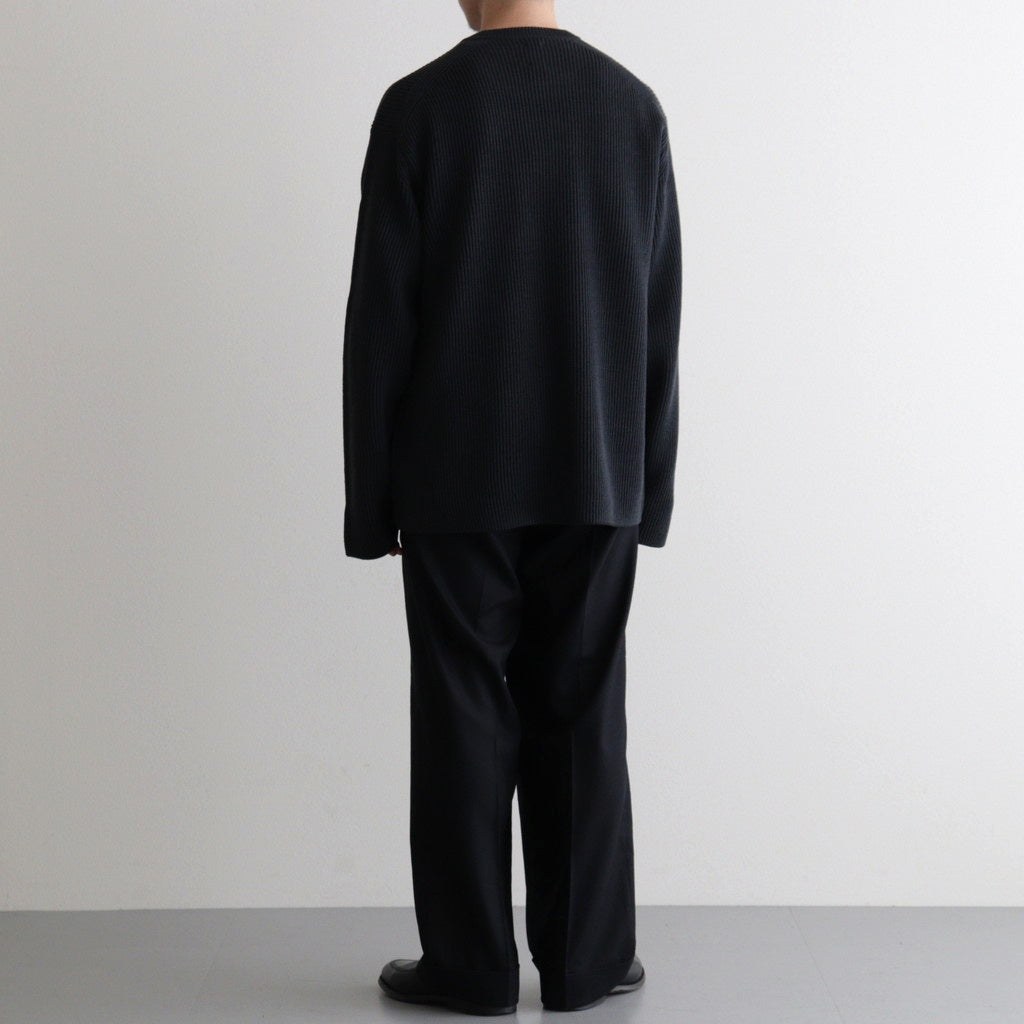 SOLID WOOL RIB CREW NECK #CHARCOAL BLUE [BN-25FM-042]