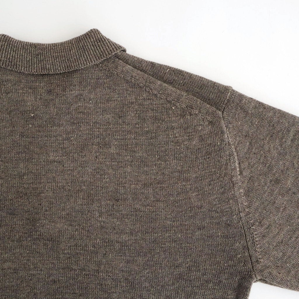 WASHED HIGH COUNT LINEN POLO #BROWN [BN-26SM-022]