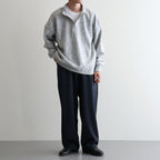 THERMAL FLEECE HALF ZIP TOP #LIGHT GREY [SM62MC002]