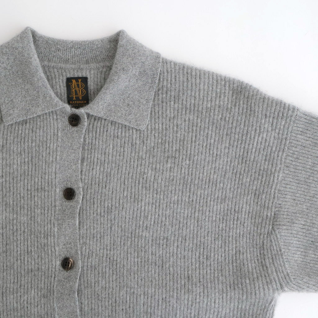 CASHMERE FOX POLO CARDIGAN #GRAY [BN-25FL-044]