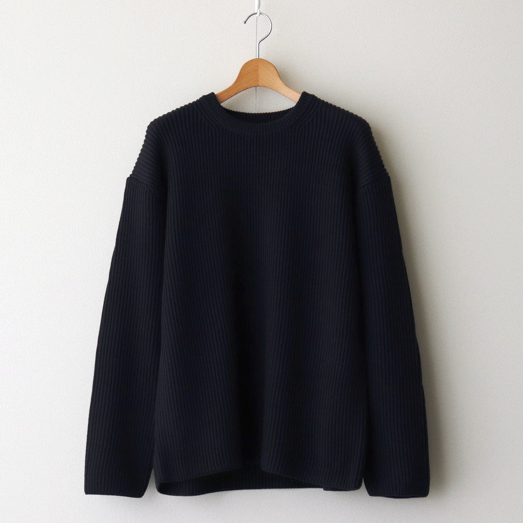 SOLID WOOL RIB CREW NECK #NAVY [BN-24FM-042]