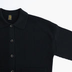 SOLID WOOL RIB POLO CARDIGAN #BLACK [BN-26FL-032]
