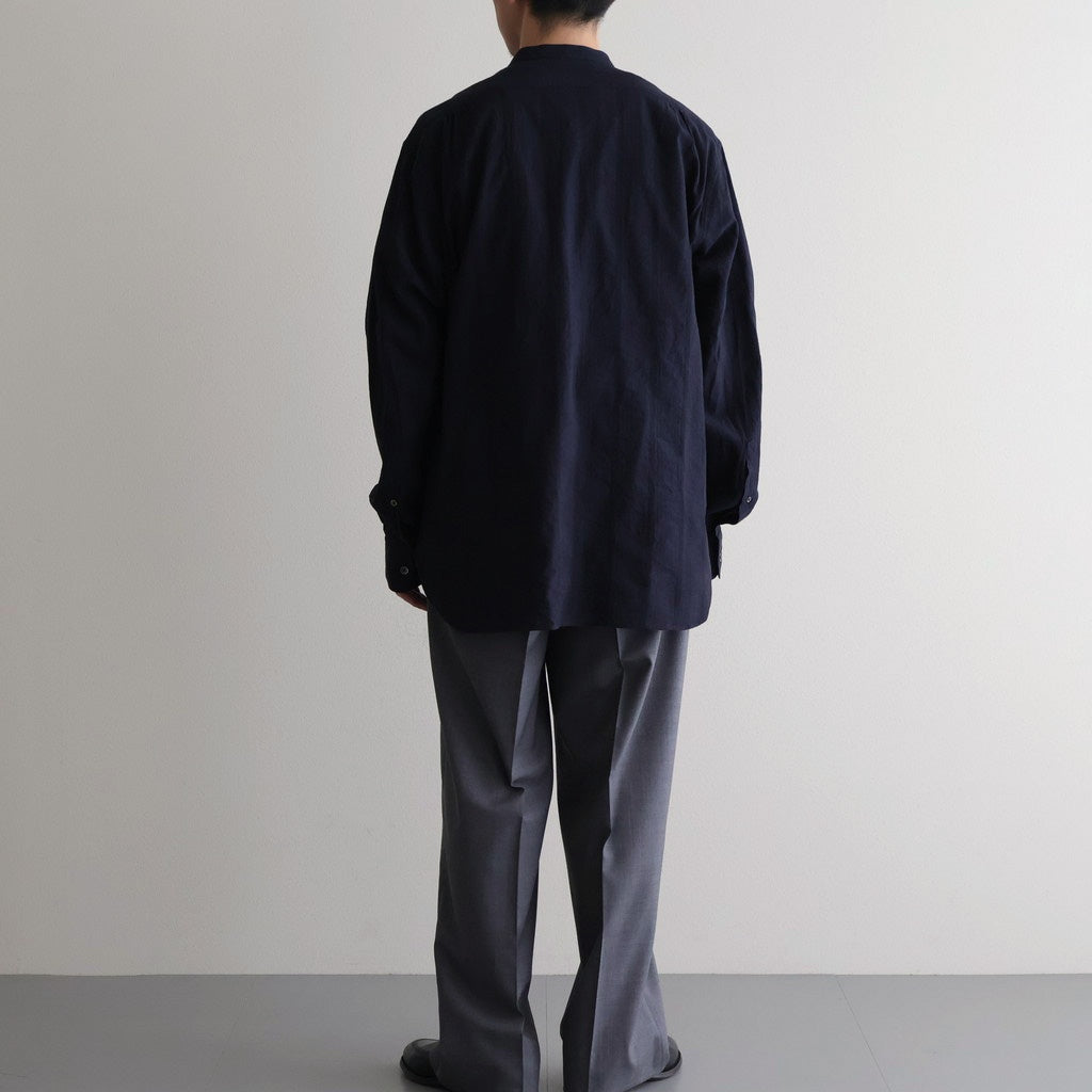 Grandad Collar Dobby Stripe Shirt #Navy [6061-1103]