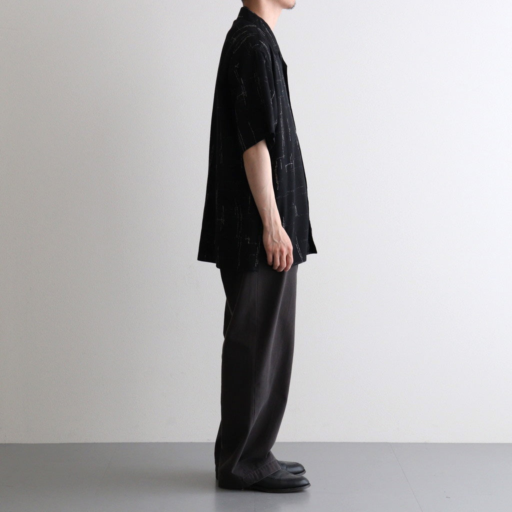 ORIGINAL PRINTED OPEN COLLAR SHIRTS (KASURI) Short-sleeve #BLACK [261OJ-SH20]
