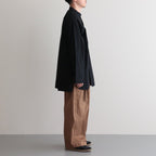 CHAMBRAY STAND COLLAR CUFFLESS SHIRT #BLACK [BHS23F018]