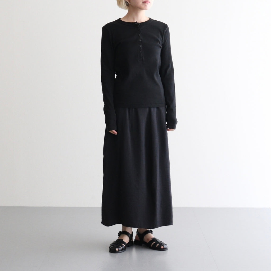 Classic Rib Henley-neck L/S #Black [bROOTS24F006WF26]