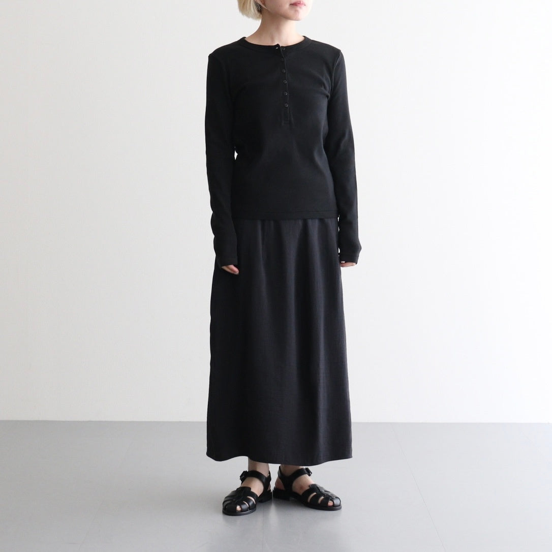 Classic Rib Henley-neck L/S #Black [bROOTS24F006WF26]