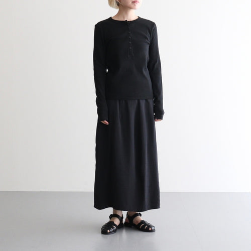 Classic Rib Henley-neck L/S #Black [bROOTS24F006WF26]