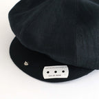 LINEN HERRINGBONE PEAKED CAP #BLACK [261OJ-HT02]