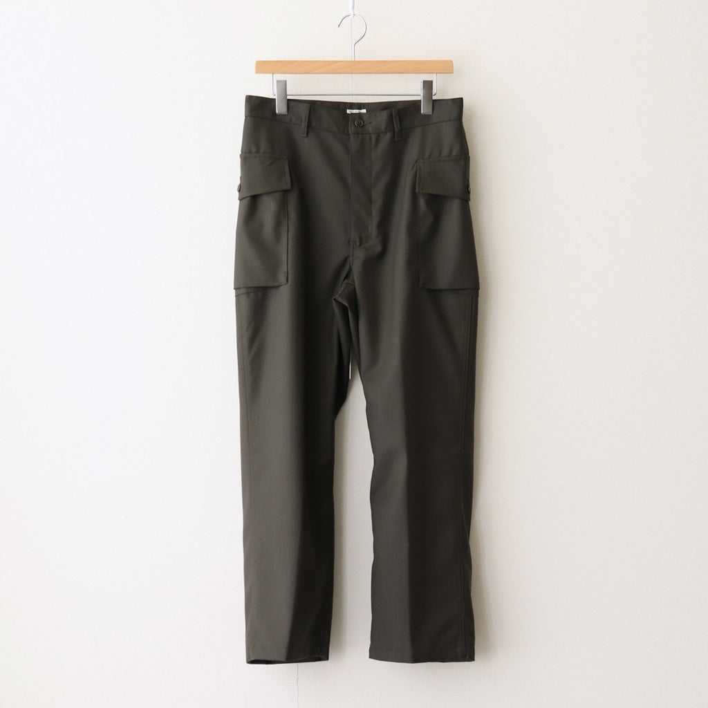 HOPSACK WIDE POCKET TROUSERS #FOREST [PMAT-PT06]