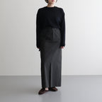 Cotton Serge Belted Skirt #InkBlack [BHSW25F7]