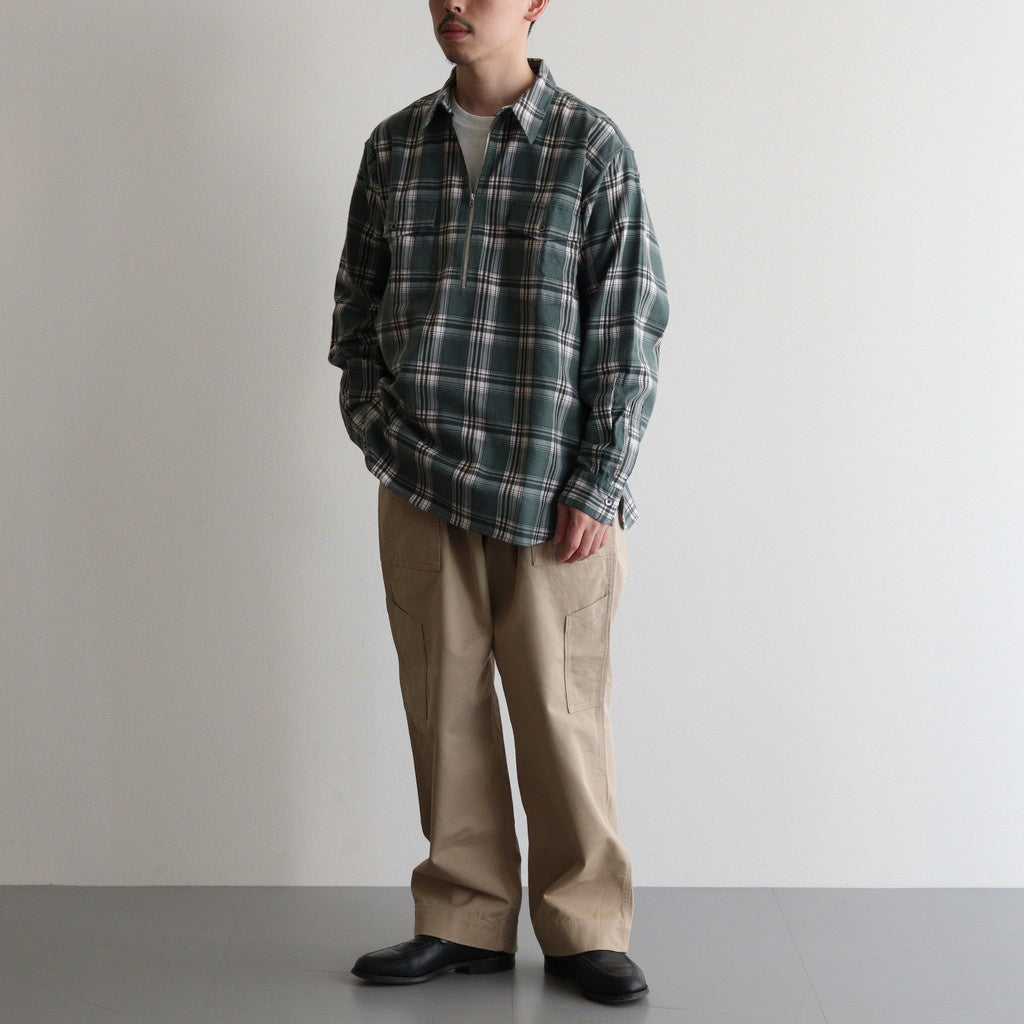 PRINT FLANNEL HALF ZIP SHIRT #JADE GREEN [PMAS-LS04]