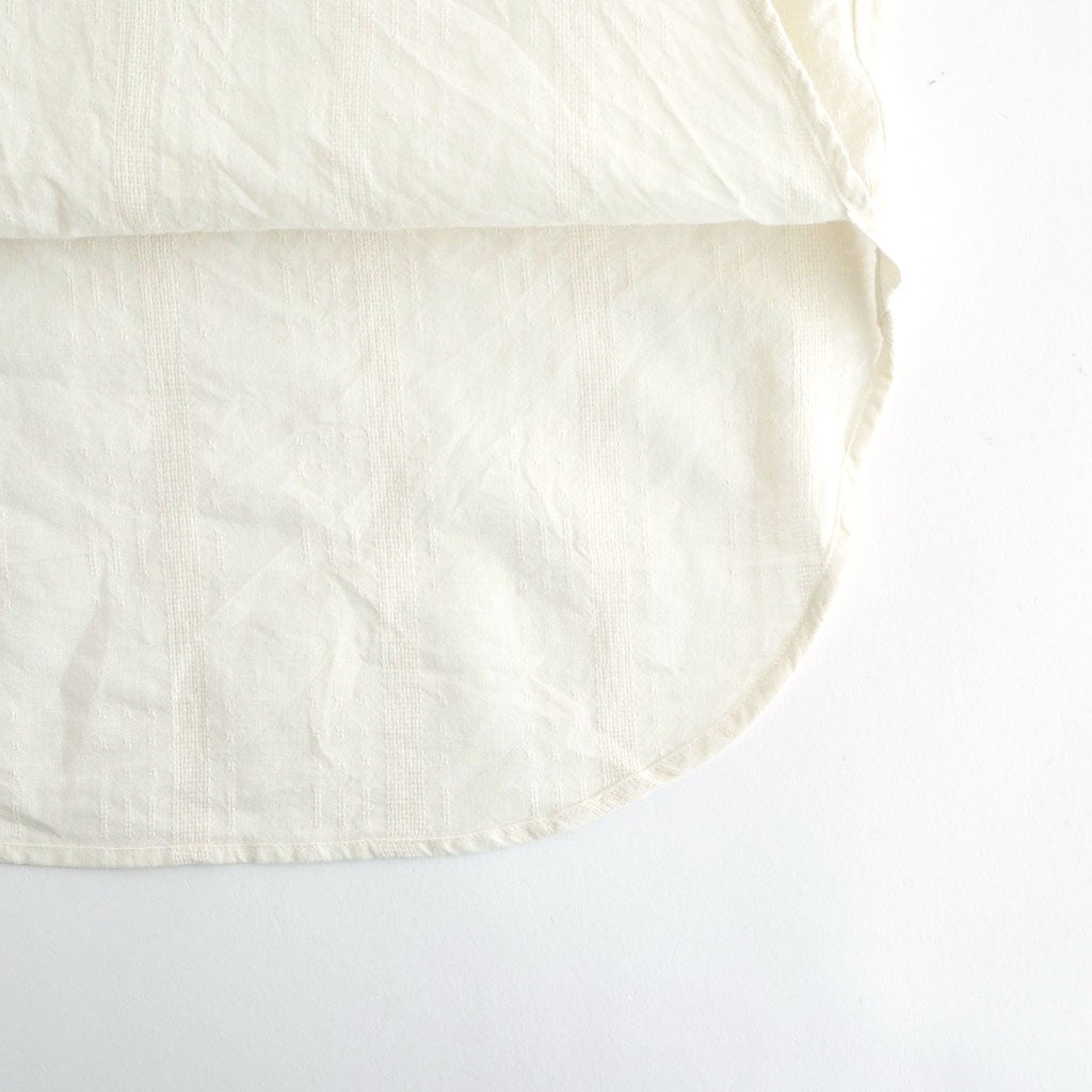 Grandad Collar Dobby Stripe Shirt #Off White [6061-1103]