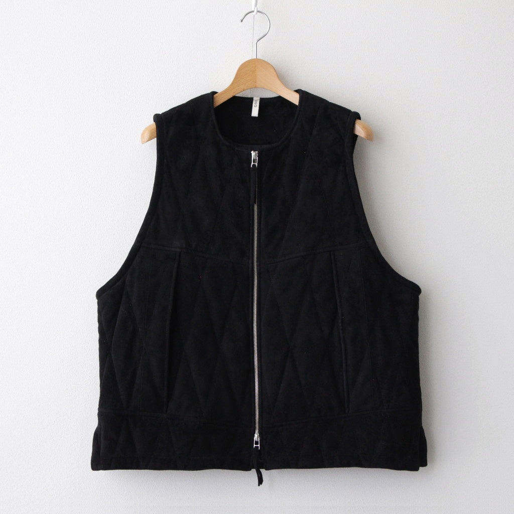 QUILTED VEST #BLACK [V-08-C-SUEDE-2]