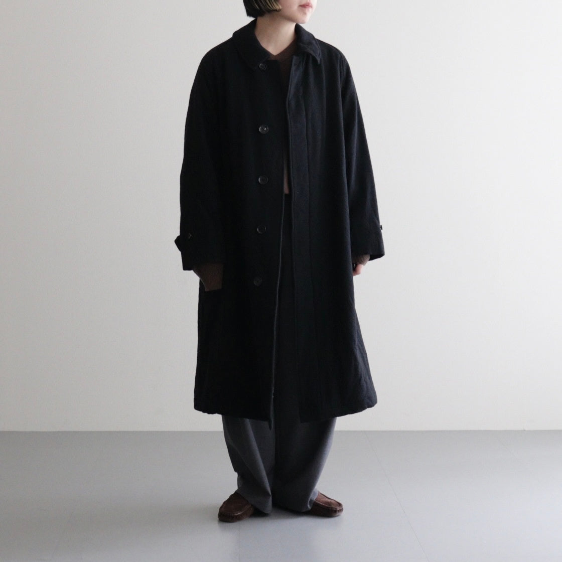 Classic Wool Balmacaan Coat #BlackNavy [BHS25F009]