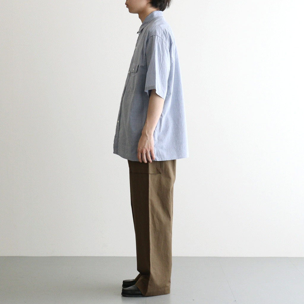 Hard Twist Chambray Work Shirt S/S #SaxeBlue [bROOTS26S4]