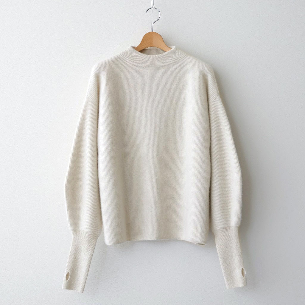 CASHMERE FOX FINGERHOLE BOAT NECK #IVORY [BN-25FL-041]