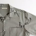 ORIGINAL PRINTED OPEN COLLAR SHIRTS (Animal Drawing) Short-sleeve #CELADONN [251OJ-SH22]