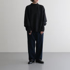 CASHMERE FOX FINGERHOLE BOAT NECK #CHARCOAL [BN-25FL-041]