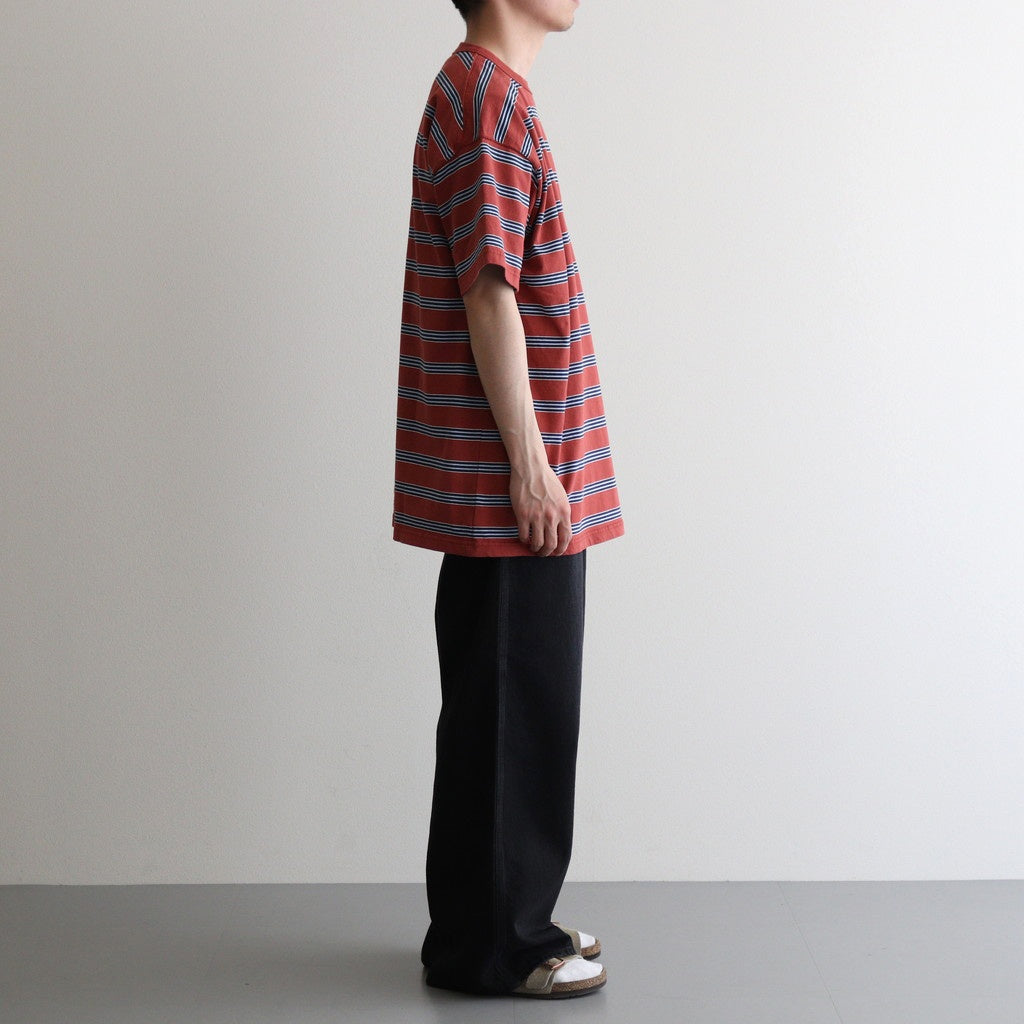 BORDER SHORT SLEEVE TOP #N.REDxSAX [PMAT-CS02]