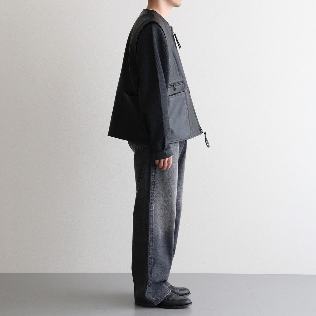 WORK VEST #BLACK [V-09-C-COW-4]