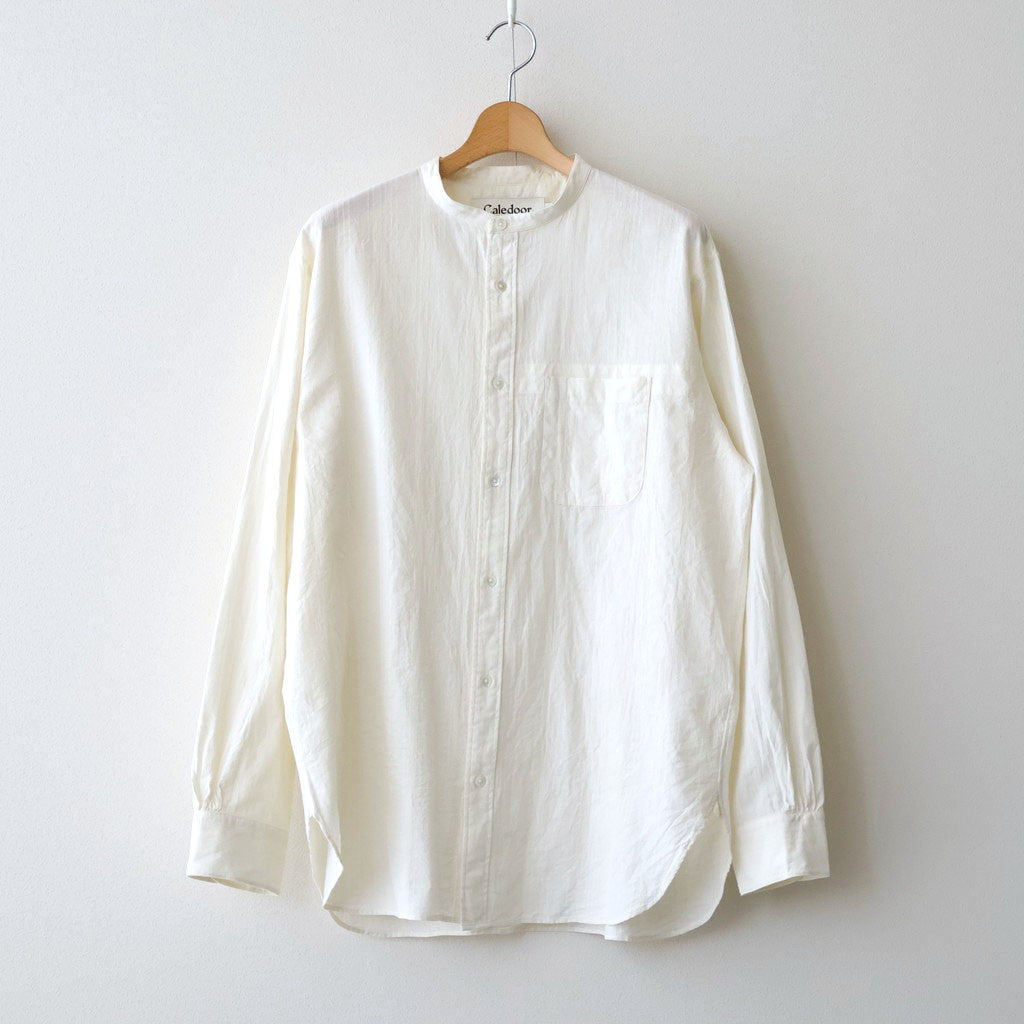 Grandad Collar Dobby Stripe Shirt #Off White [6061-1103]