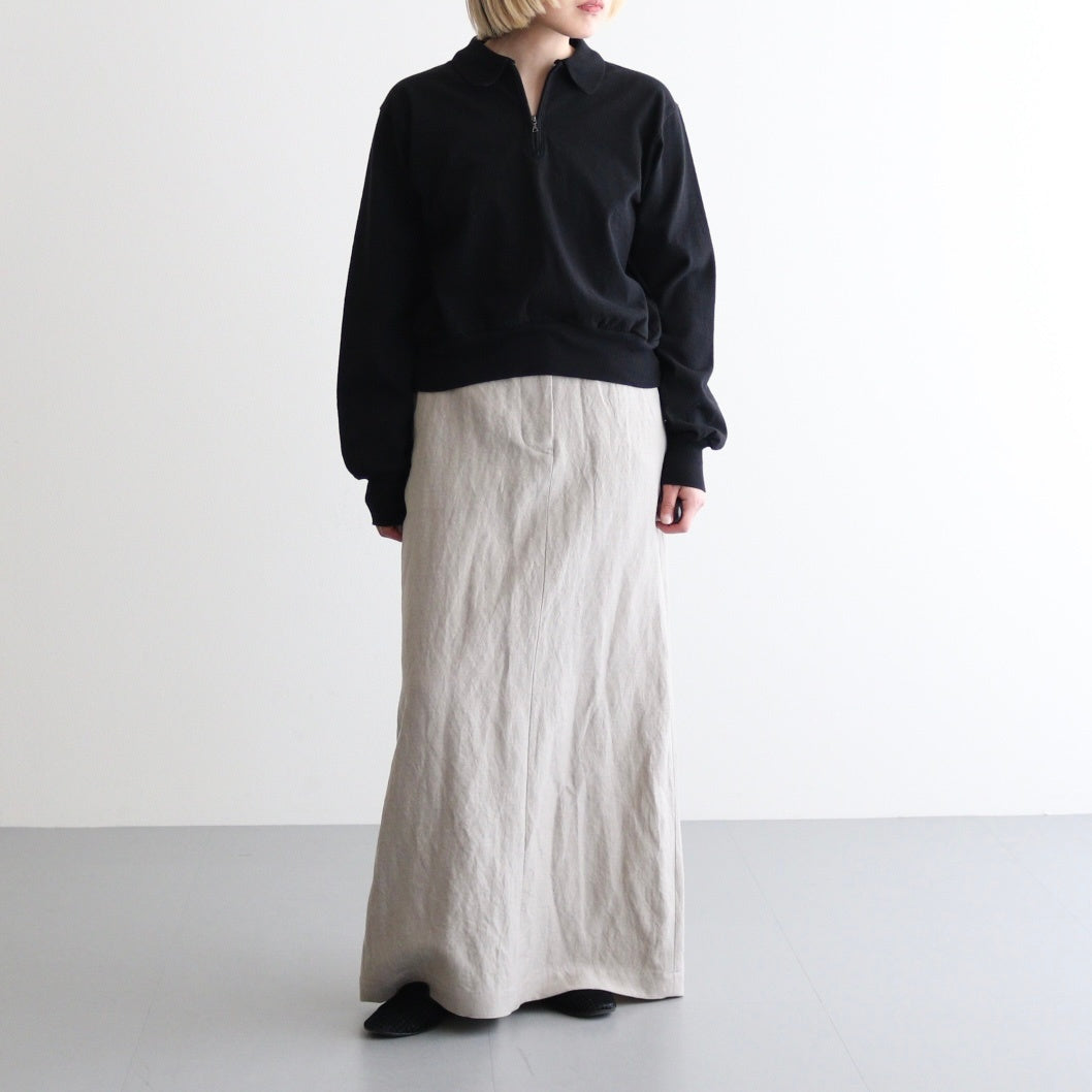 Co/Silk Nep Harf-Zip Shirt #Black [BHS25S037]