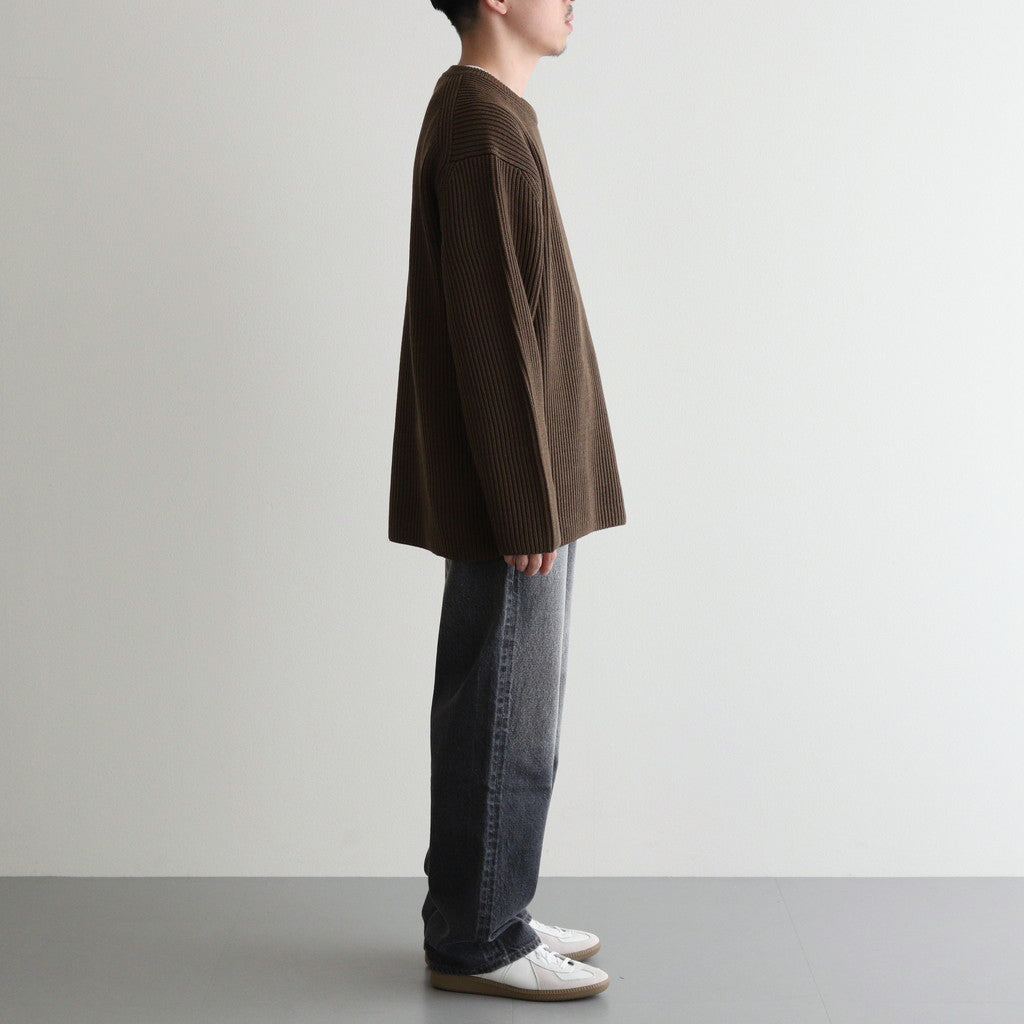 SOLID WOOL RIB CREW NECK #OLIVE [BN-24FM-042]