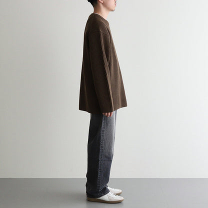 SOLID WOOL RIB CREW NECK #OLIVE [BN-24FM-042]