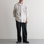 ORIGINAL PRINTED OPEN COLLAR SHIRTS (ANIMAL DRAWING) Long-sleeve #IVORY [261OJ-SH18]