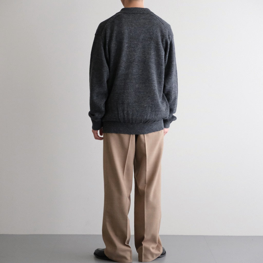 WASHED HIGH COUNT LINEN POLO #CHARCOAL [BN-26SM-022]