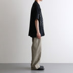 ORIGINAL PRINTED OPEN COLLAR SHIRTS (ANIMAL DRAWING) Short-sleeve #BLACK [261OJ-SH22]