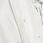 ORIGINAL PRINTED OPEN COLLAR SHIRTS (ANIMAL DRAWING) Long-sleeve #IVORY [261OJ-SH18]