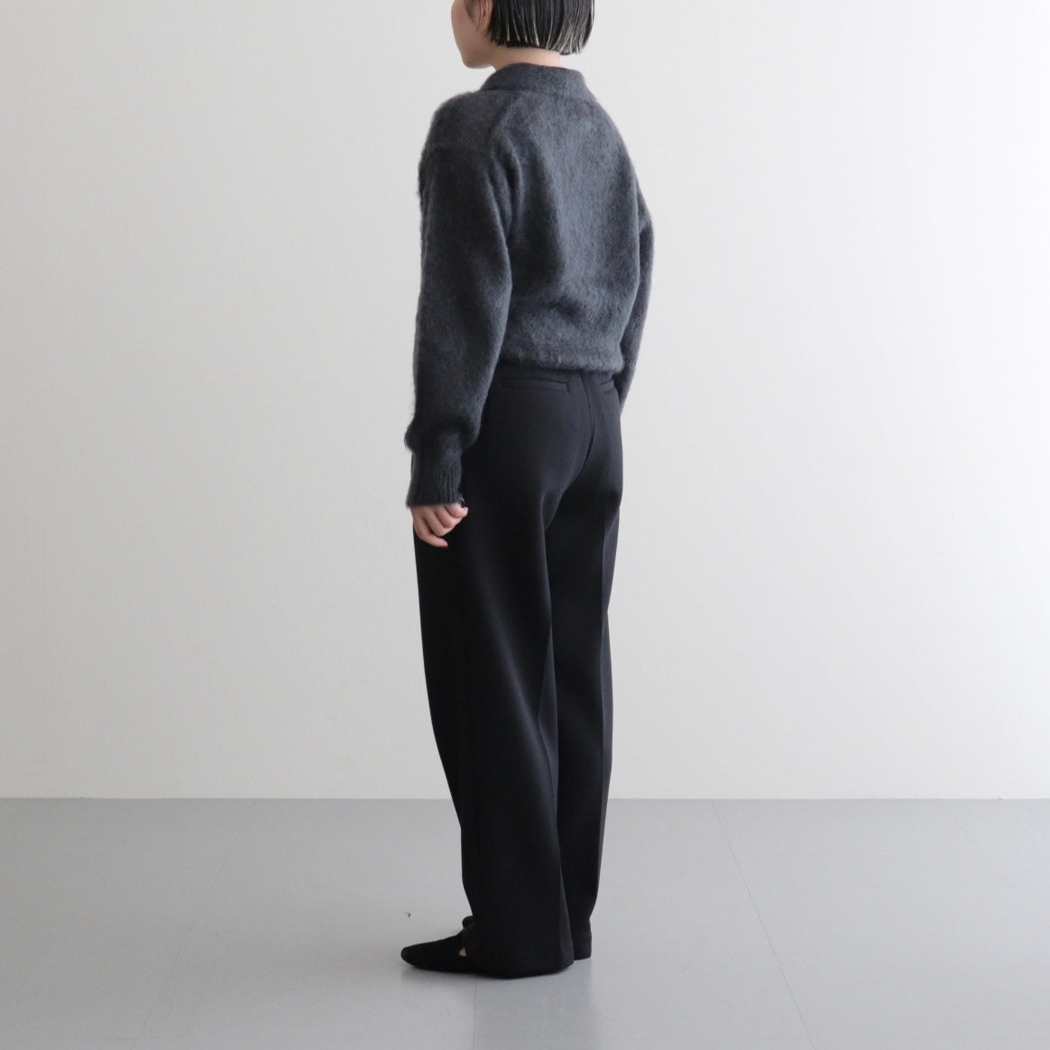 PURE MOHAIR SHAGGY POLO #CHARCOAL BLUE [BN-25FL-053]