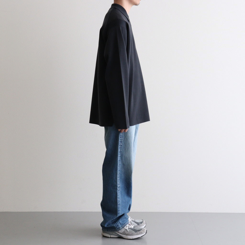 32G SMOOTH WOOL POLO HALF ZIP #CHARCOAL BLUE [BN-25FM-021]