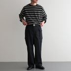 HOPSACK WIDE POCKET TROUSERS #CHARCOAL [PMAT-PT06]