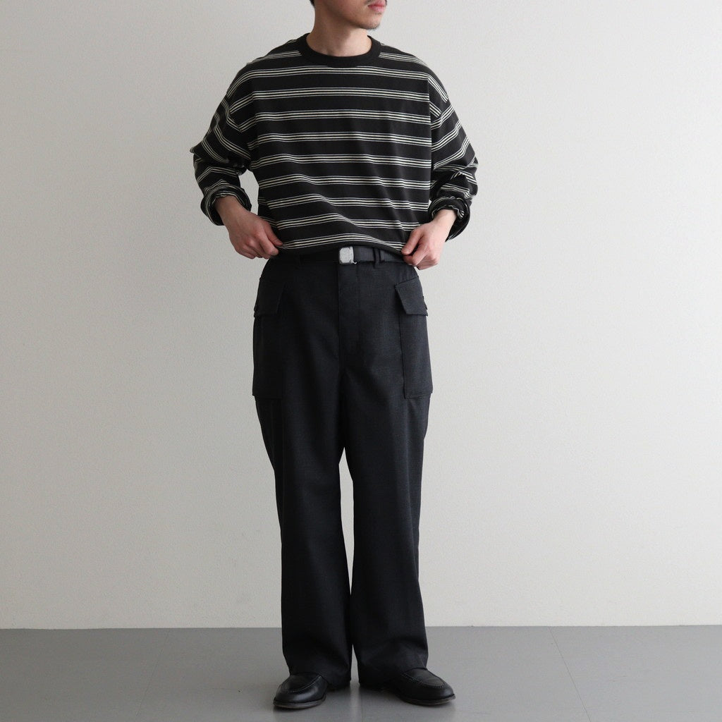 HOPSACK WIDE POCKET TROUSERS #CHARCOAL [PMAT-PT06]
