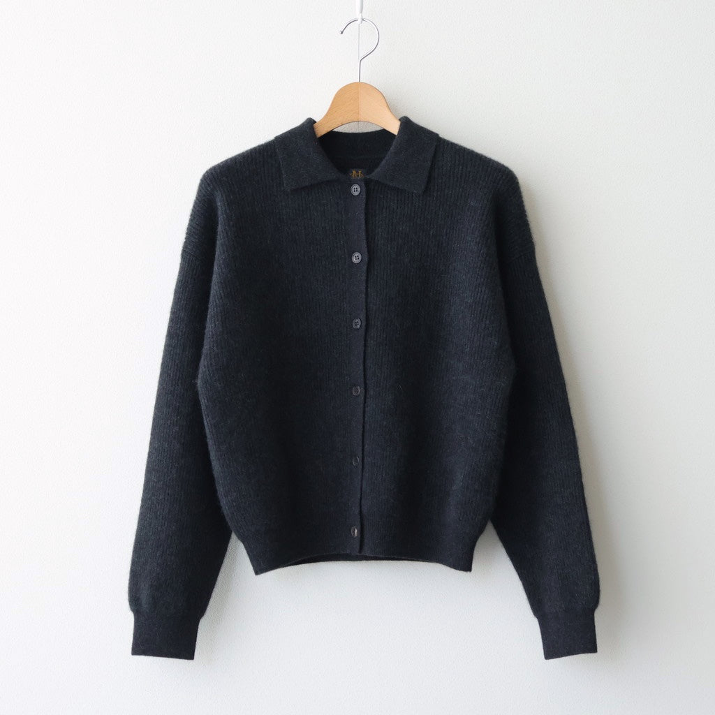 CASHMERE FOX POLO CARDIGAN #CHARCOAL [BN-25FL-044]