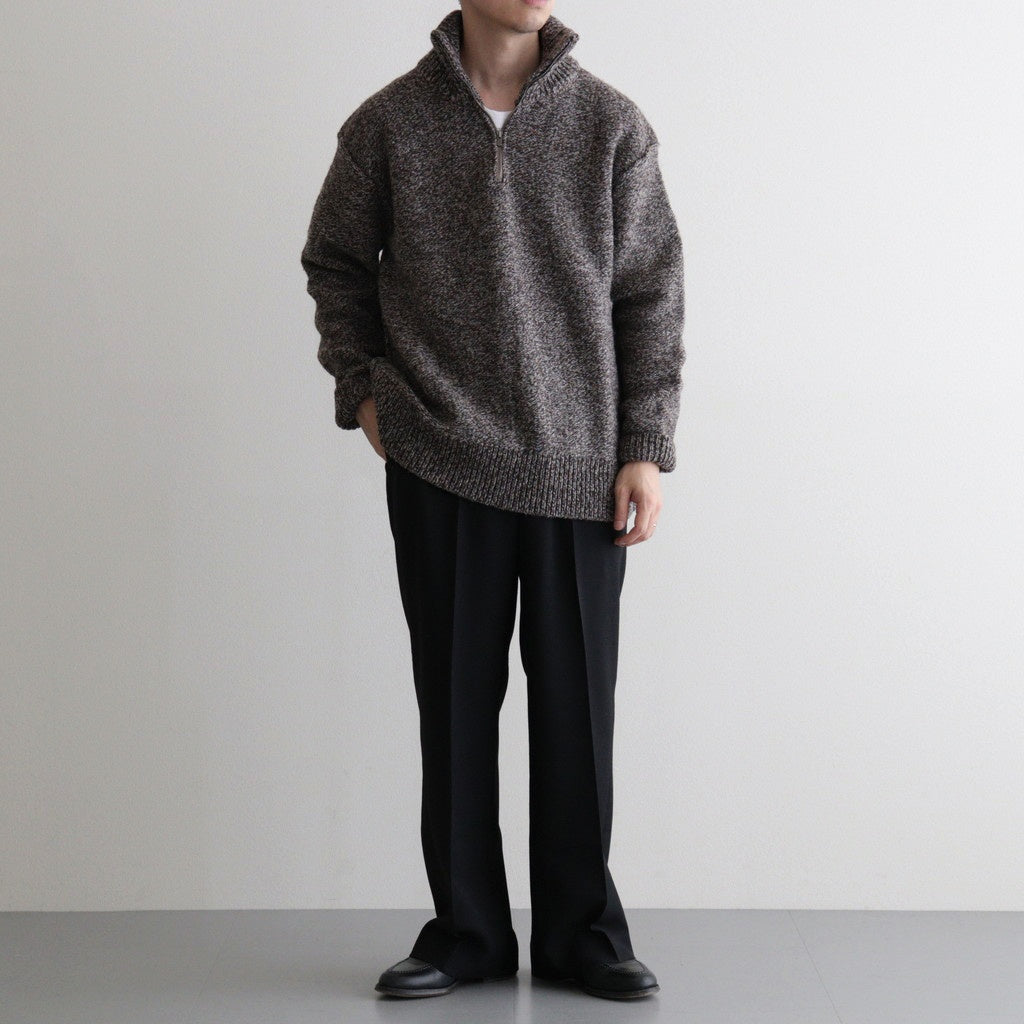 British Wool Half Zip Knit Made by macalastair #Light Graphite×Gritstone [6033-1301]