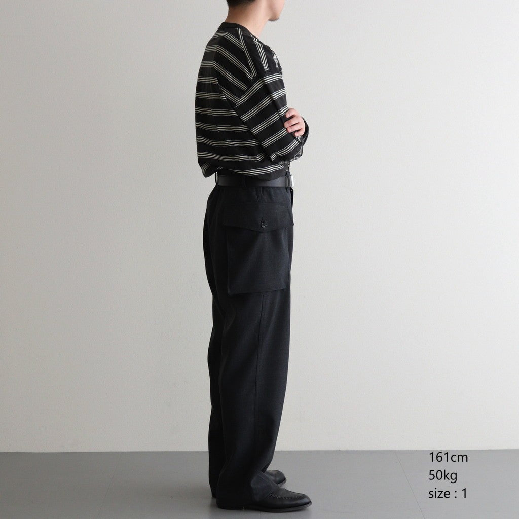 BORDER LONG SLEEVE TOP #GRAPHITExYELLOW [PMAT-CL02]