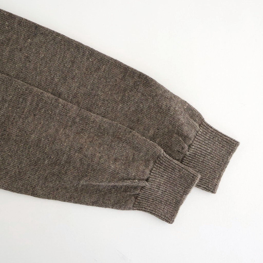 WASHED HIGH COUNT LINEN CREW NECK #BROWN [BN-26SL-013]