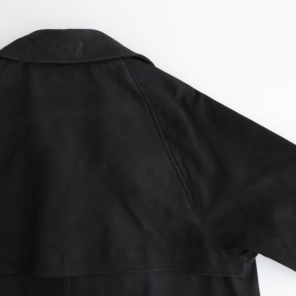 DOUBLE BREASTED HALF COAT #BLACK [SH-60-C-NUBCK-3]