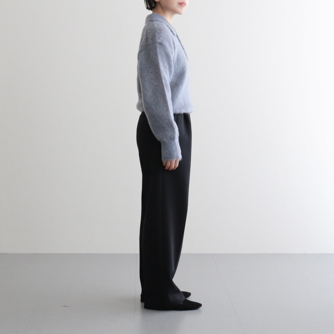 PURE MOHAIR SHAGGY POLO #SAX GRAY [BN-25FL-053]