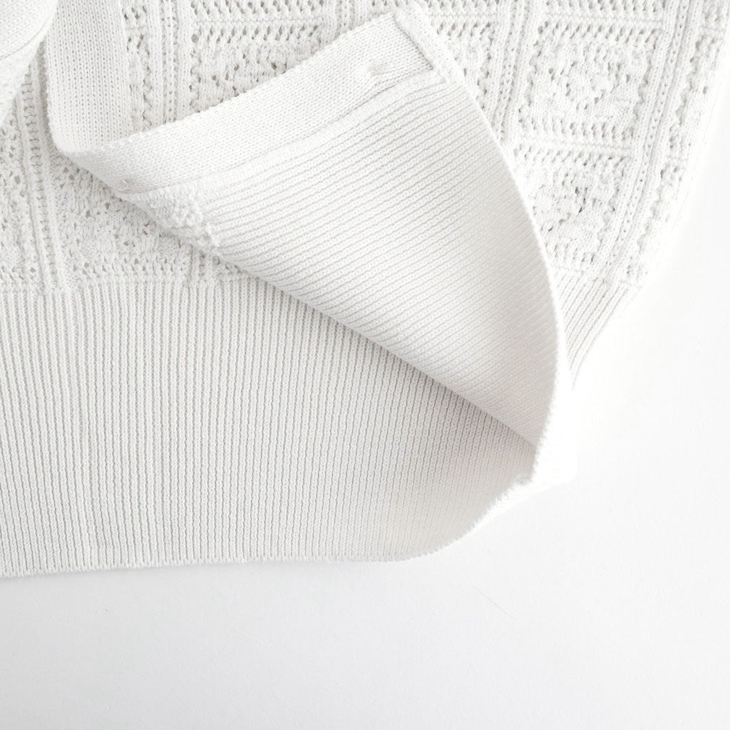 GRASSY LACE CREW NECK CARDIGAN #WHITE [BN-26SL-029] - Diffusion