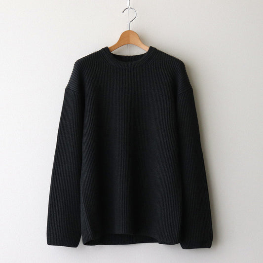 SOLID WOOL RIB CREW NECK #CHARCOAL [BN-24FM-042]