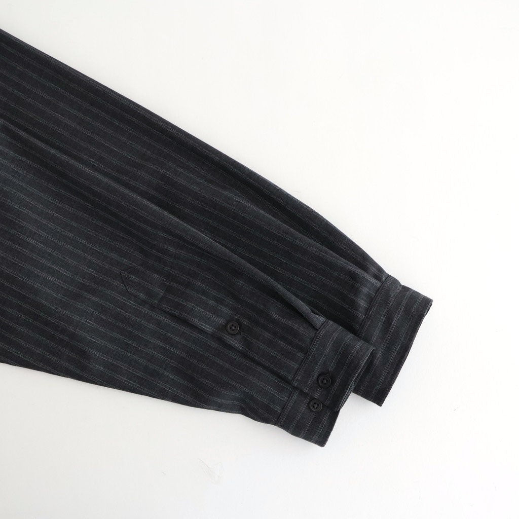 DOUBLE POCKET OPEN COLLAR SHIRT #GRAY STRIPE [M26A11SH01C]