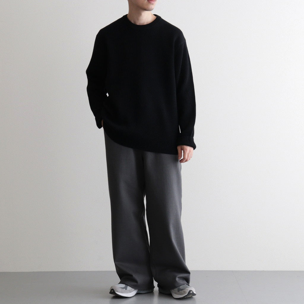 SOLID WOOL RIB CREW NECK #BLACK [BN-25FM-042]