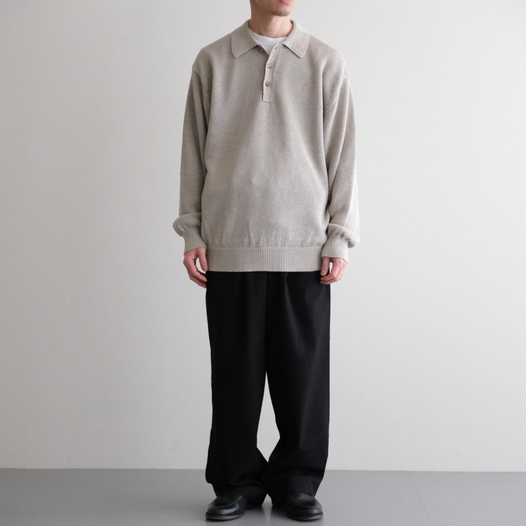WASHED HIGH COUNT LINEN POLO #NATURAL [BN-26SM-022]